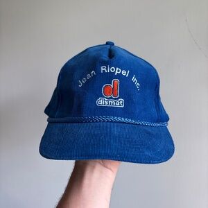 vintage CORDUROY Trucker hat JEAN RIOPEL DISMAT blue rope hat cap  snapback